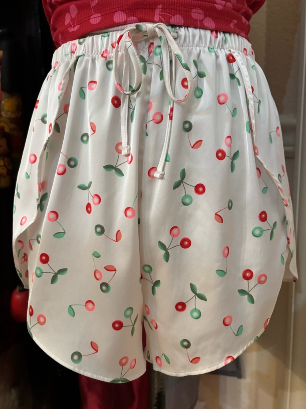 Colsie Cherry Print Side Slit Pajama Short